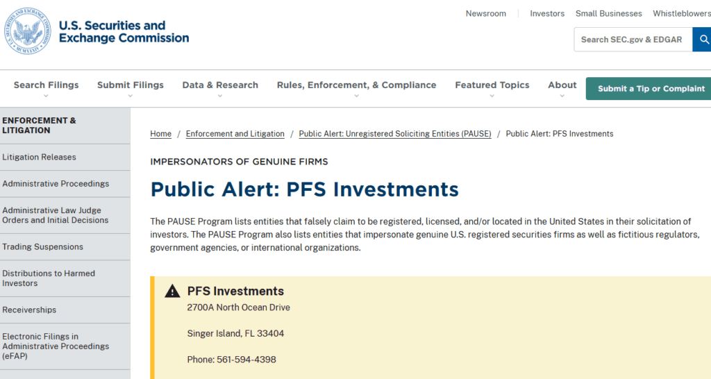 PFS-Investments-SEC-Alert