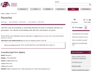 Pipvertex-FCA-warning