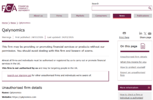 Qalynomics-FCA-warning