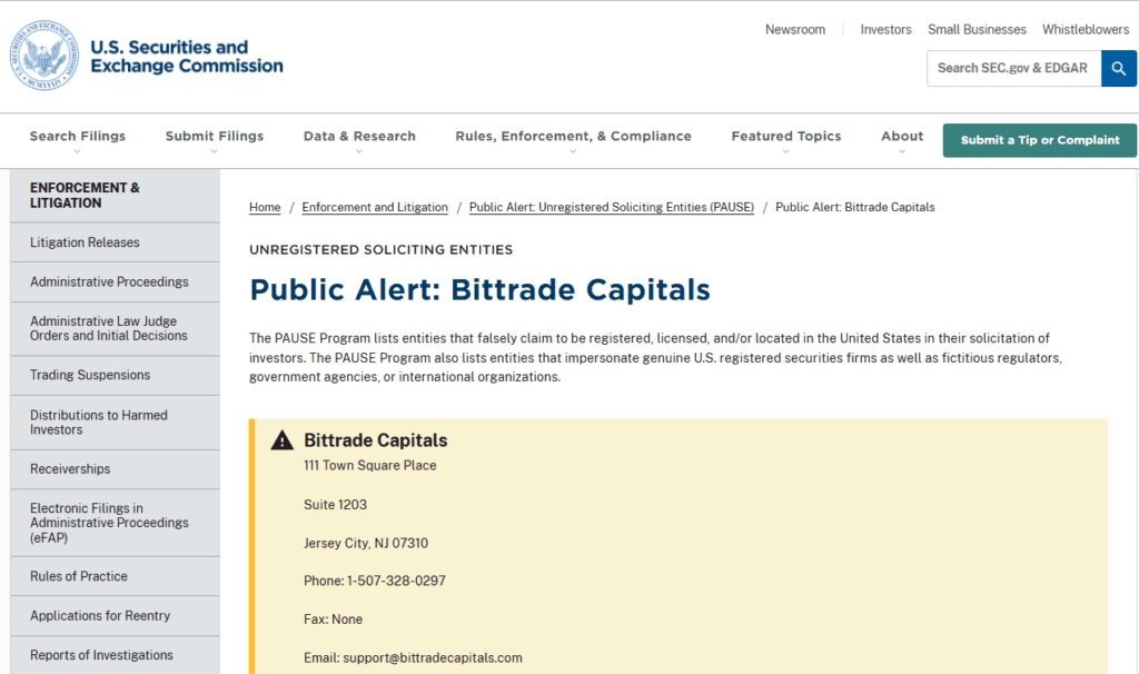 SEC-Alert-Bittrade-Capitals